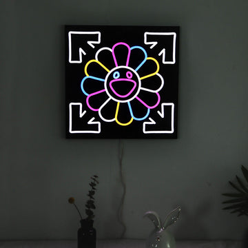 colorful sunflower neon sign, led neon flex sign with black backboard
