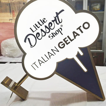 Custom Blade Sign Coffee Shop Double Sided Illuminated Stainless Steel Lightbox Signage