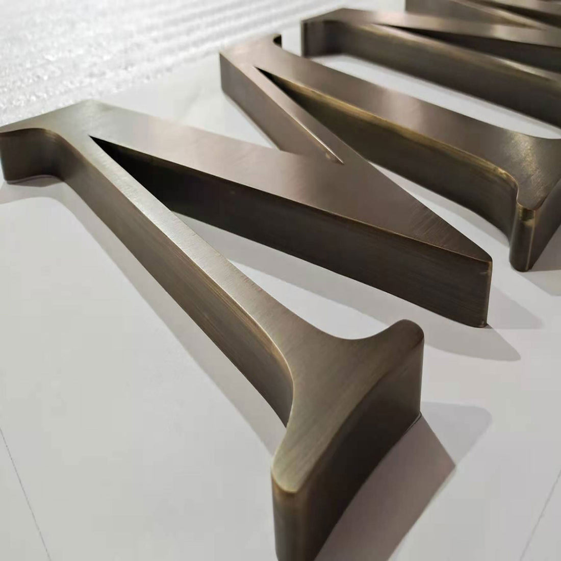 Brushed Vintage Metal Non Illuminate Signage Letters Customized Brass Channel letters Signs