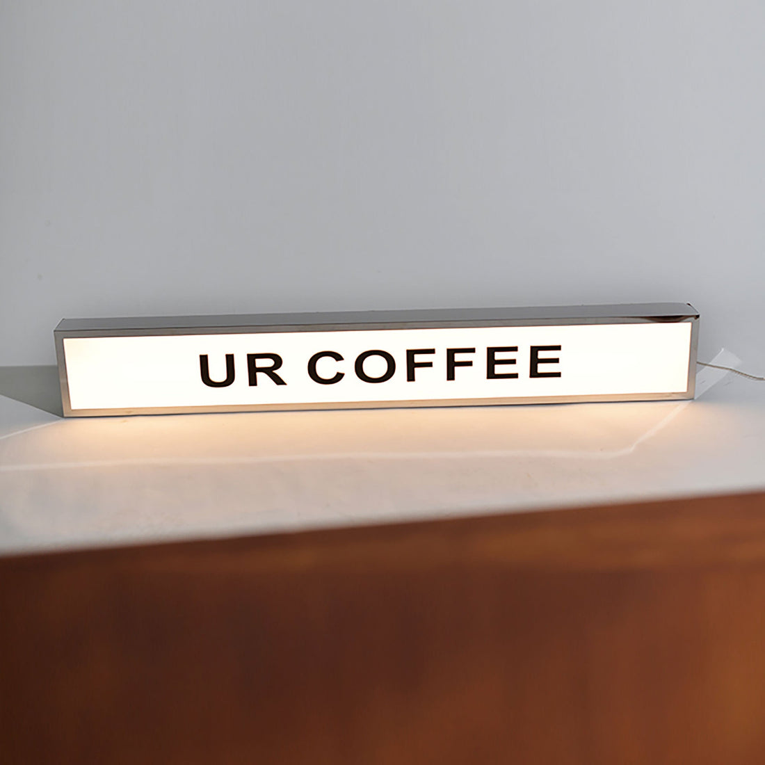Coffee Shop Desk LED Light Box Rectangle Front Luminous Acrylic Lightbox Aluminium Frame