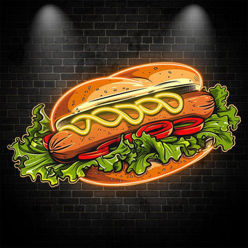 Creative Neon signs | Big Hamburger Hot Dog Vegetable Shape LED Lights | Restaurant, Kitchen, Party Decoration Lights