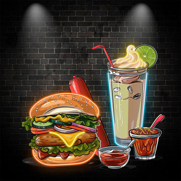 Creative Neon signs | Hamburger Holder Hot Dog, Ice Cream & Drink Shape LED Lights | Restaurant, Kitchen, Party Decoration