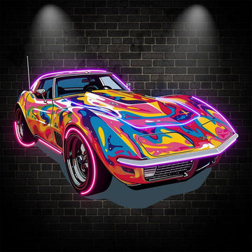Cool Colorful Airbrush Coupe Supercar | Modern Art Style | Trend Setting Car Decoration | Perfect for Home, Office and Garage neon signs