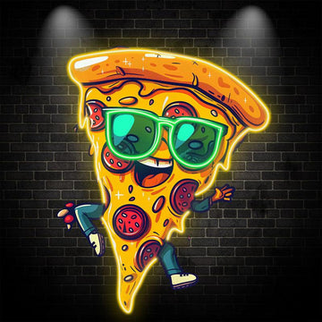 Dancing Pizza LED Neon signs Lights - Wearing Sunglasses Smile Showing Teeth Creative Decoration Lights | Home, Party, Restaurant Favors