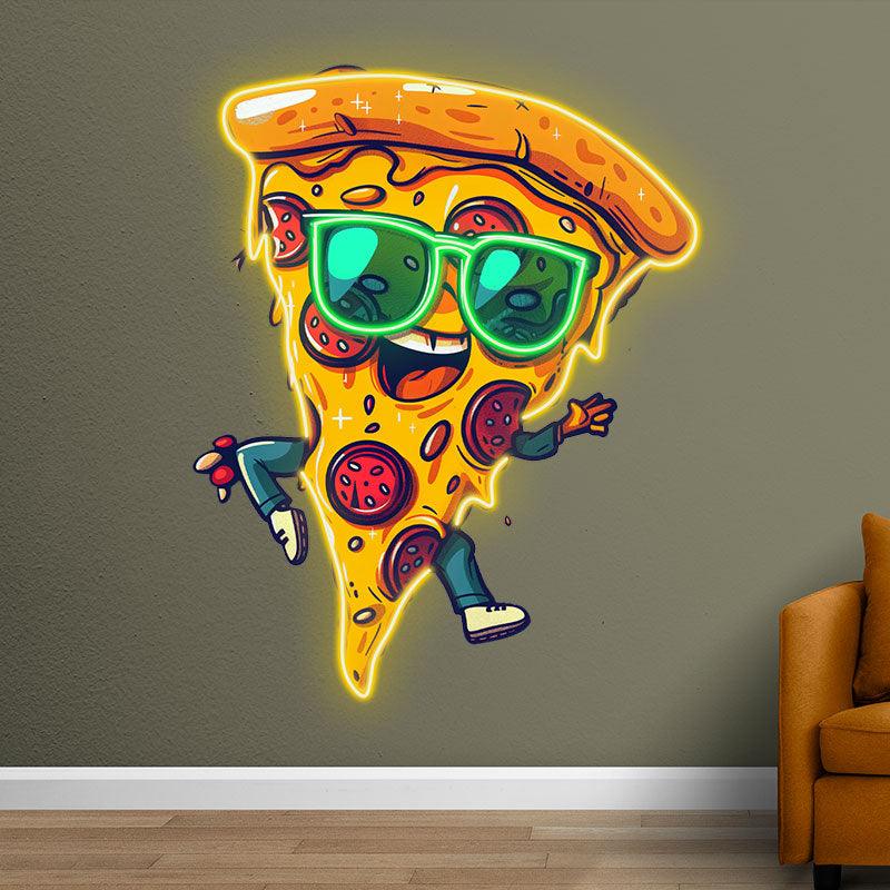 Dancing Pizza LED Neon signs Lights - Wearing Sunglasses Smile Showing Teeth Creative Decoration Lights | Home, Party, Restaurant Favors