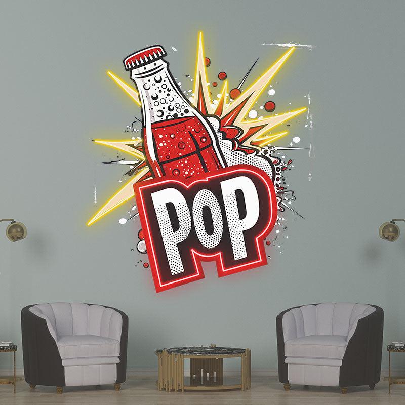 Toysign neon LED sign featuring a POP soda theme with smoke effect, ideal for party decor and creative home lighting.