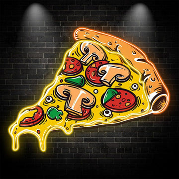 Delicious Pizza Neon signs Lights - LED Lighting, Mushroom Sausage Design, Flowing Sauce Effect, Creative Home Decor, Perfect Party Atmosphere