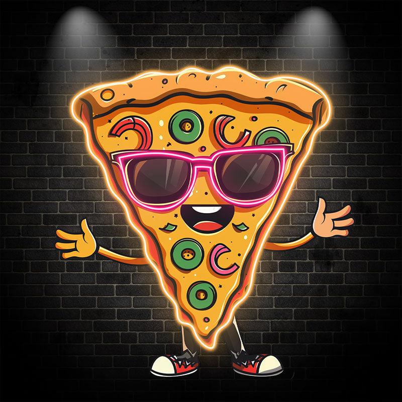 Funny Pizza Neon signs Lights - LED Lights, Smiley Face in Sunglasses Design, Creative Home Decor, Perfect Party Vibe