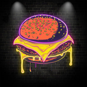 Sandwich Steak Big Burger Neon signs Lights - LED Lights, Sprinkled Melon Nuts, Flowing Spiced Juice, Creative Home Decor, Perfect Party Atmosphere