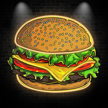 Golden Burger LED Neon signs Lights - Vegetable & Meat Sandwich Creative Decoration Lights | Home, Restaurant, Party Favors