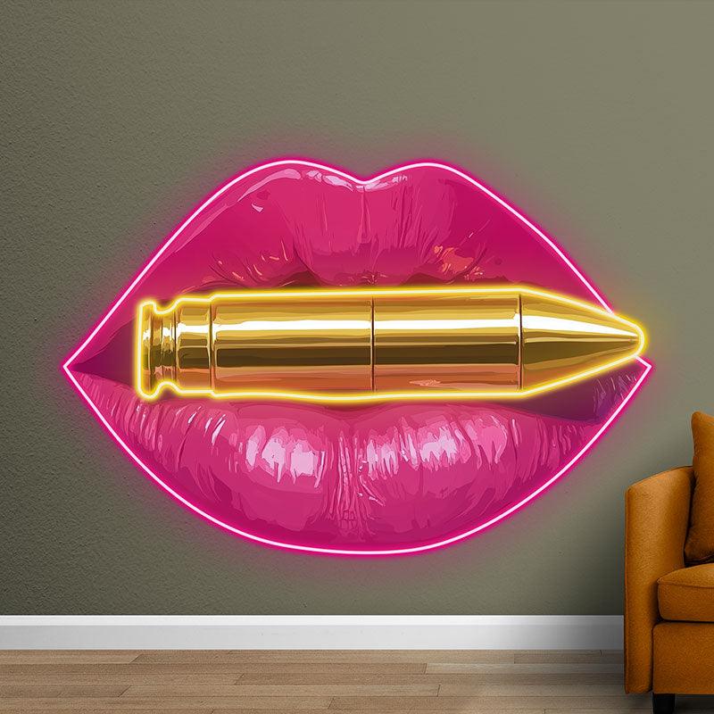 Red Lips Neon signs - Unique Bullet Design LED Decorative Lights for Bars, Parties and Home Decoration
