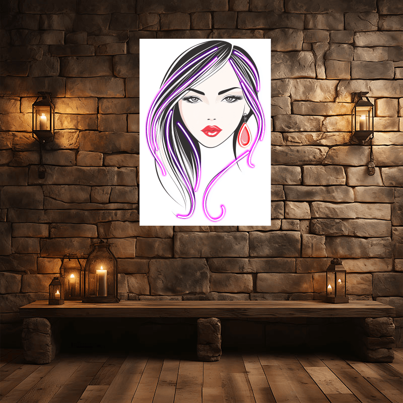 Fashion European and American beauty front face close-up neon signs lights - Sketch style LED decorative lights, personalized home and creative space lighting