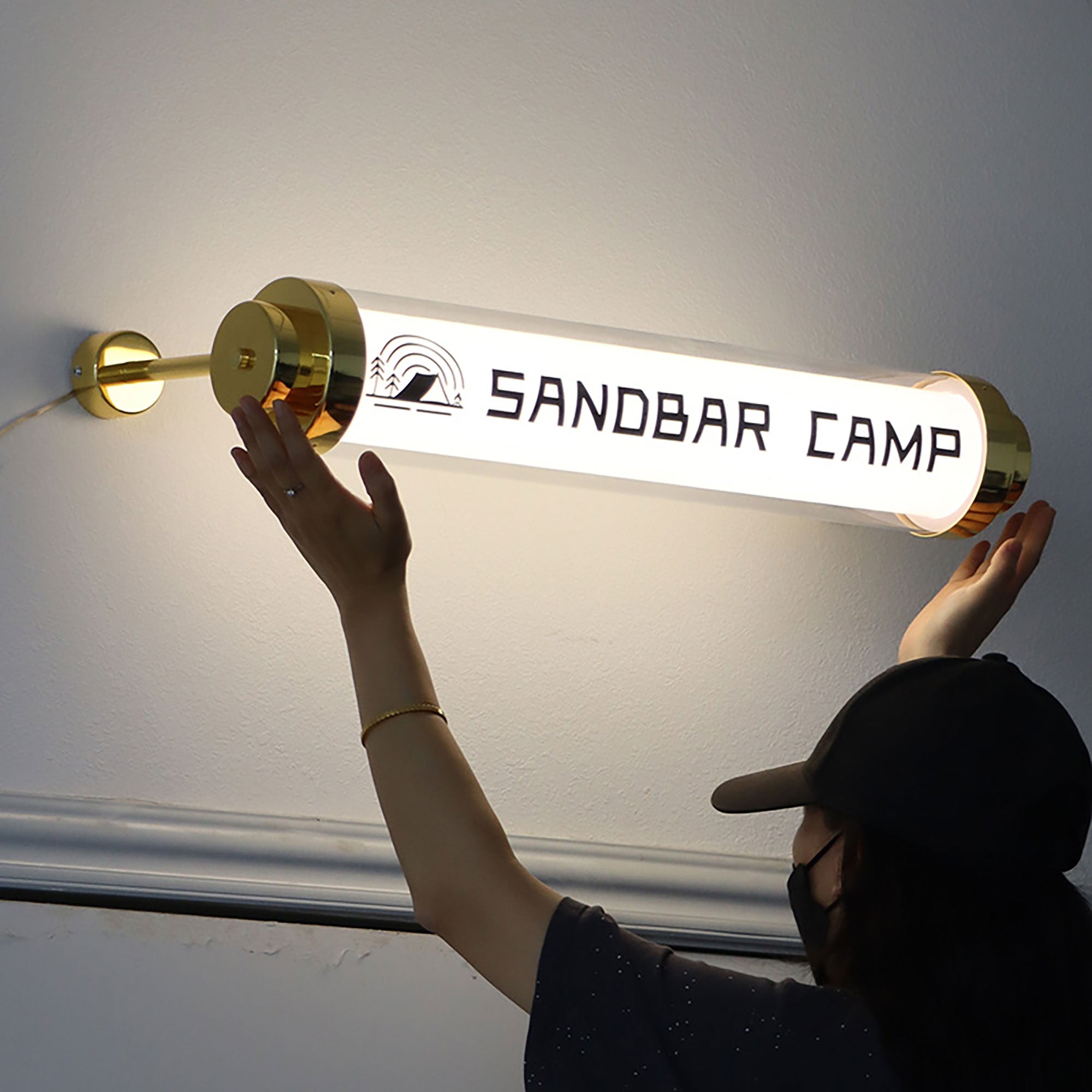Custom Round Tube Waterproof Acrylic Lightbox Led Full-Lit Restaurant Sign with Logo Printed