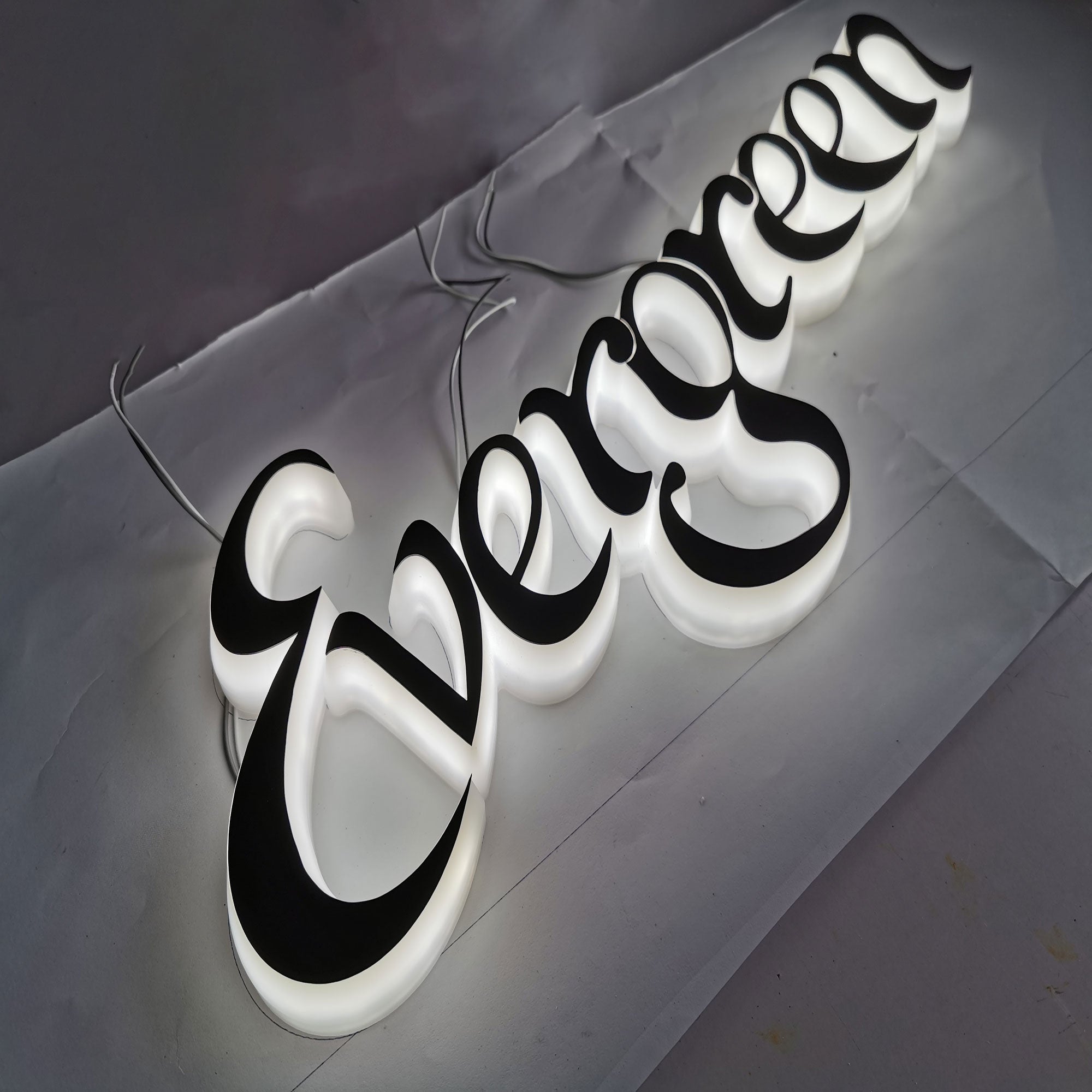 Custom Storefront Sign Acrylic Illuminate Signage Side Full Lit Letters LED Lighting Logo Outdoor Indoor Use