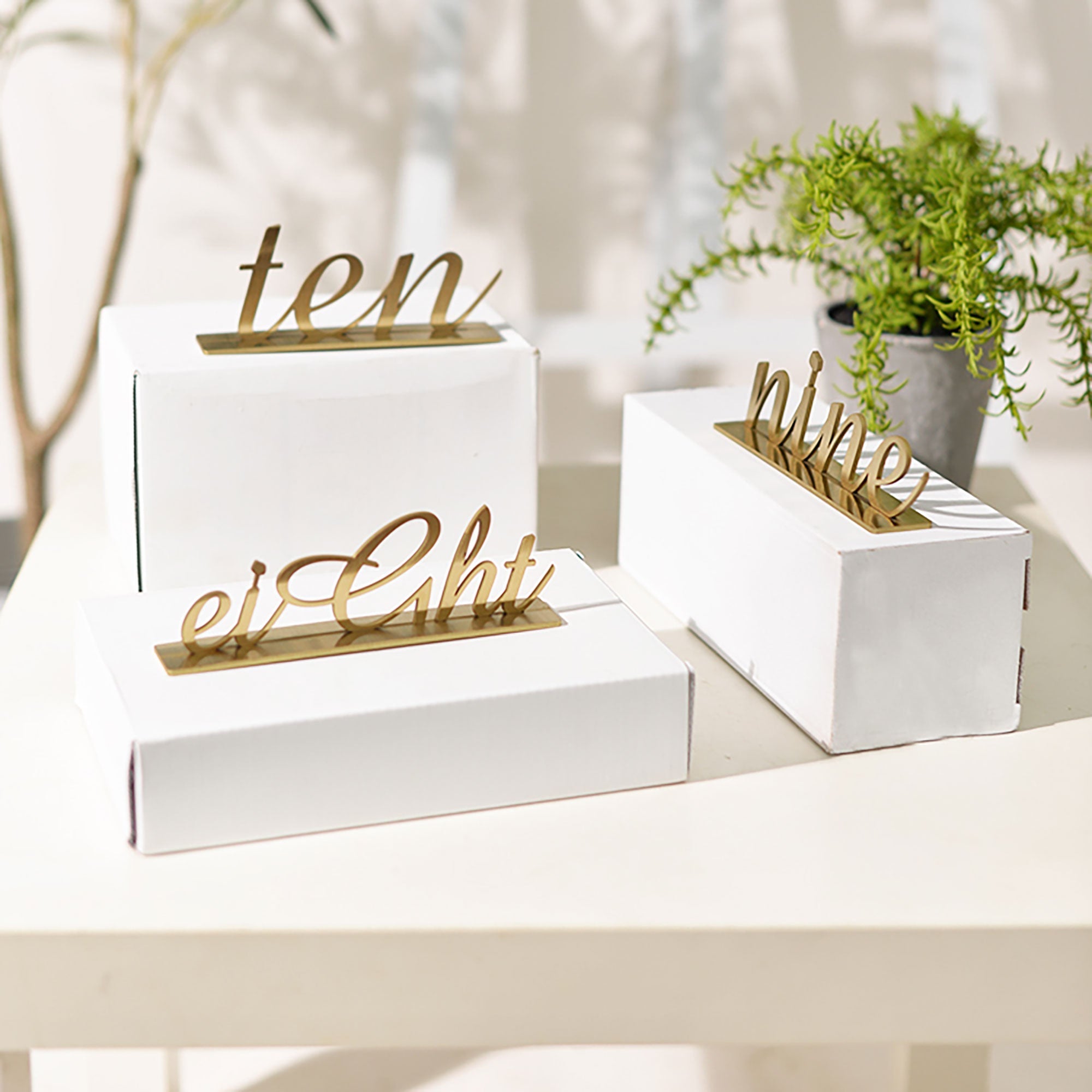 Free standing solid gold metal letters stainless steel company reception sign house numbers