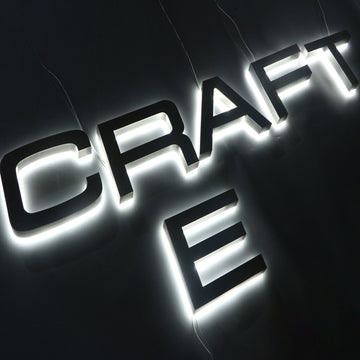 Custom led sign acrylic brushed silver channel letter 3d backlit signage logo reverse lit shopfront sign