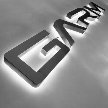 Custom Led CNC Cutting Stainless Steel Silver Color Backlit Letter Sign 3D Reverse Lit Decorative Metal Alphabet