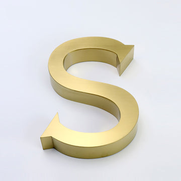 3D Metal Logo Gold Coated Stainless Steel Channel Letters For Indoor Office Company Wall Signs