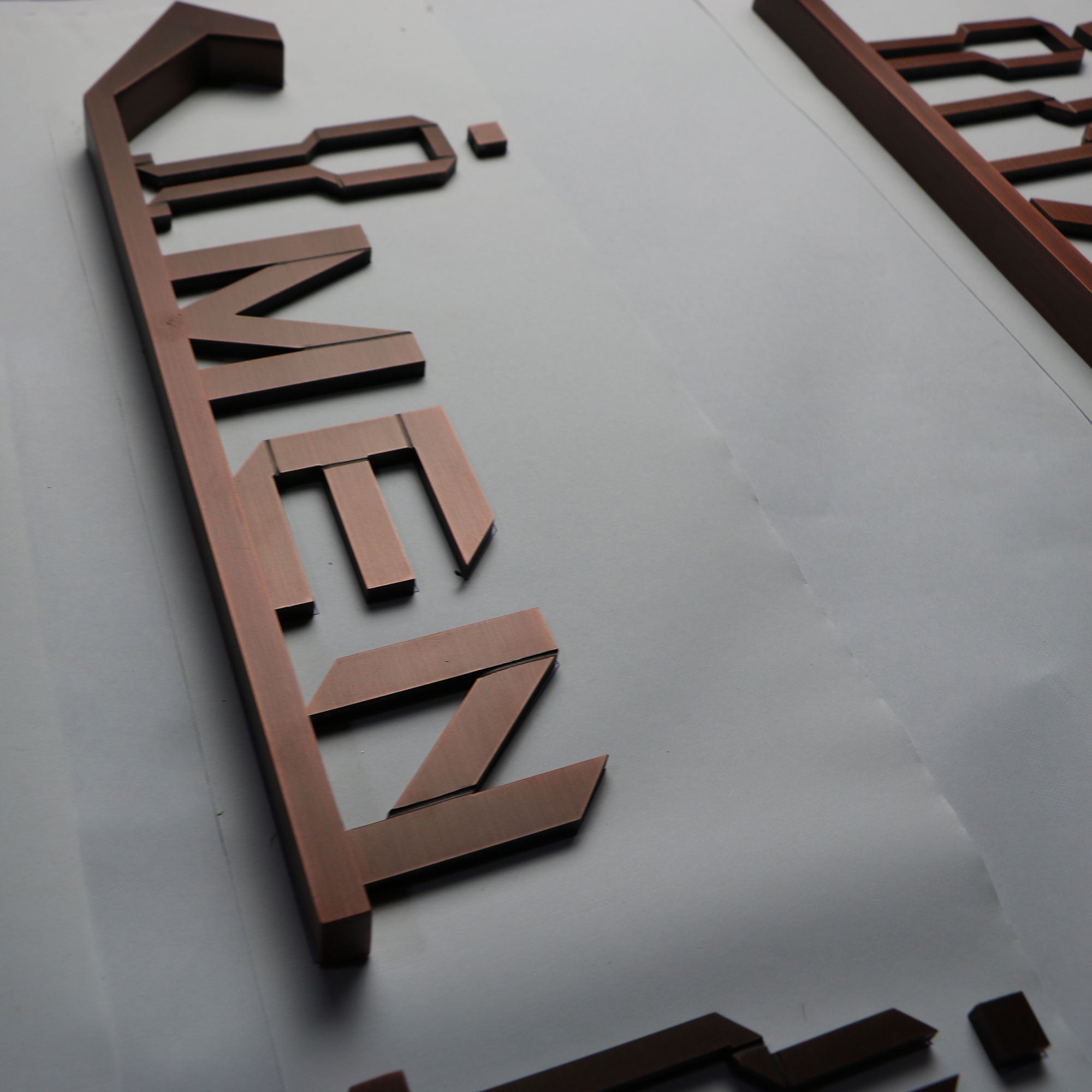 Brushed copper vintage metal door signage letters 3D non illuminated letters signs for advertising customized