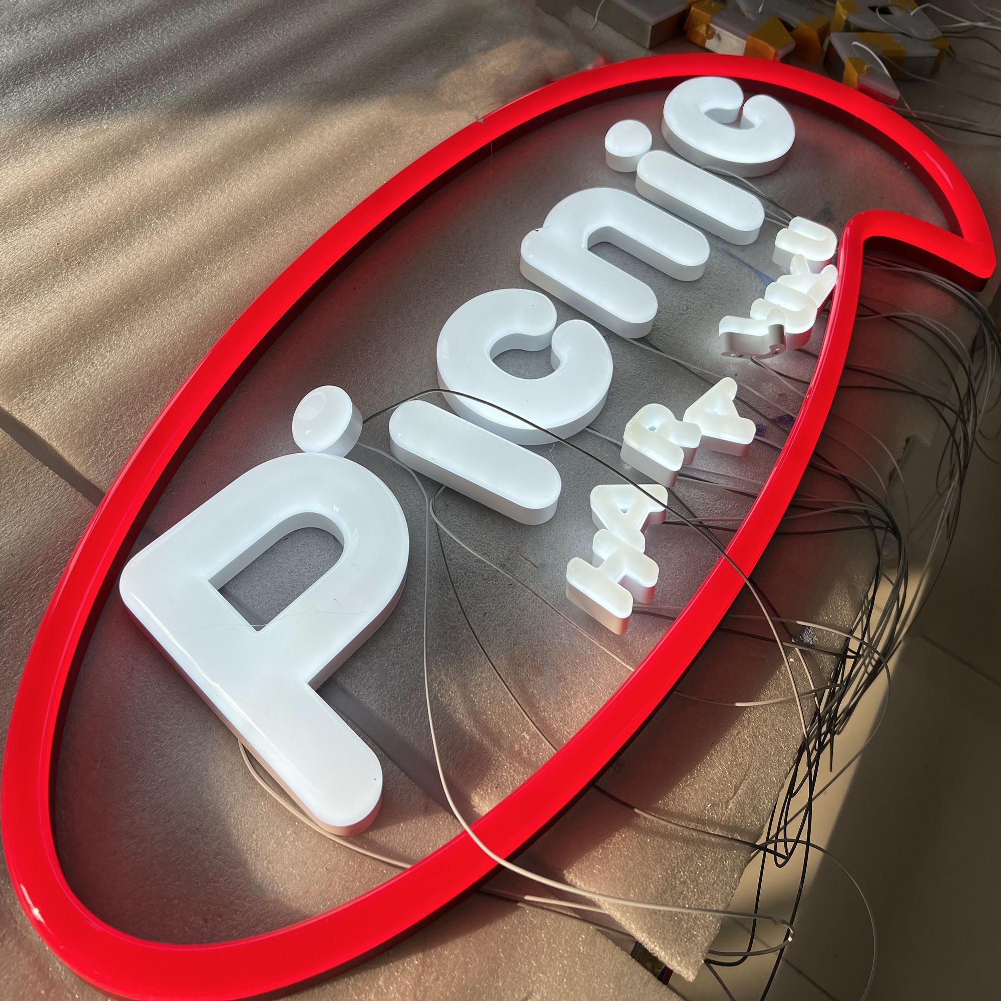 Interior acrylic led neon sign custom faux neon sign store shop door hanging illuminated signs