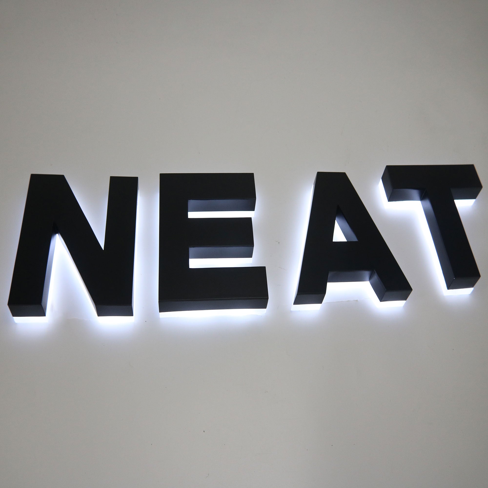Wall Mounted Outdoor Stainless Steel Channel Letters With Black Paint Company Logo LED Backlit Channel Letter Sign