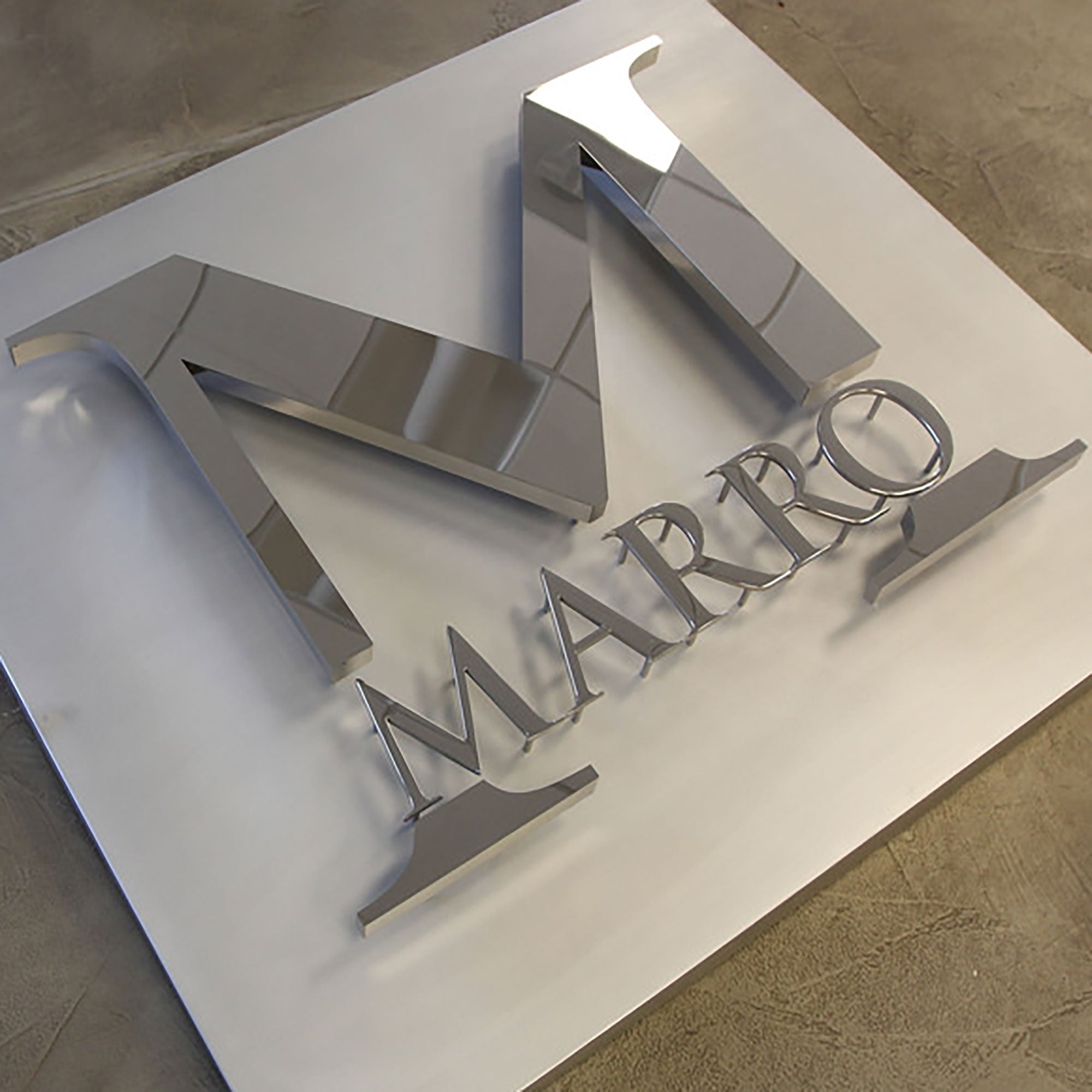 Free design company hotel image wall logo sign back luminous letter stud mounted polished led logo sign