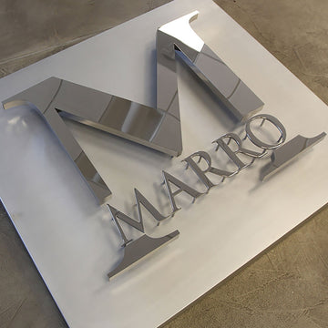 Free design company hotel image wall logo sign back luminous letter stud mounted polished led logo sign