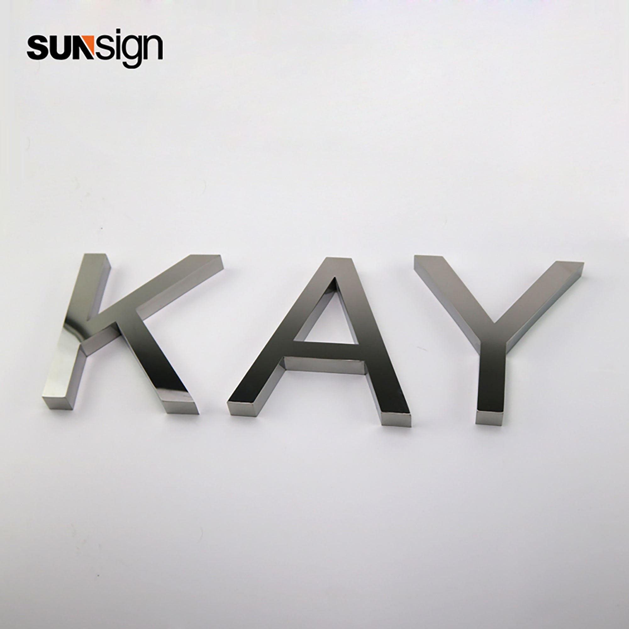 Flat cut stainless steel letters for wall indoor silver mirror finish channel letters business signage