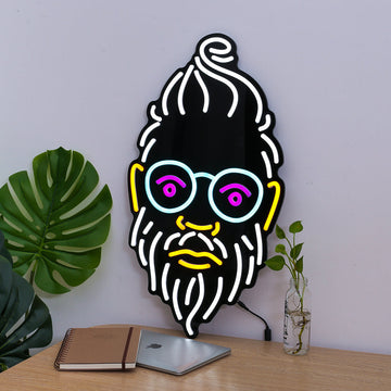 Old man neon sign with black backboard, led flexible neon sign, wall mounted neon sign
