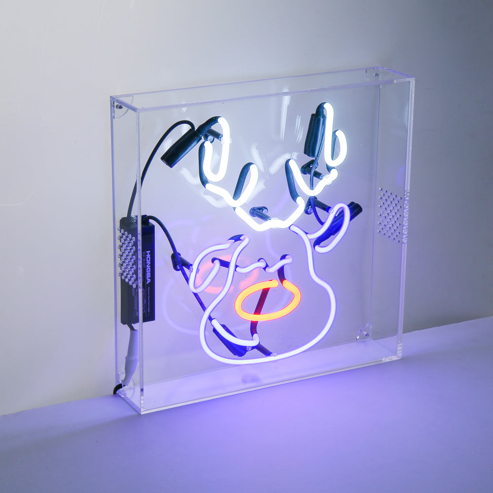 Reindeer neon sign for X'mas,home decoration neon sign,glass neon tube sign in box
