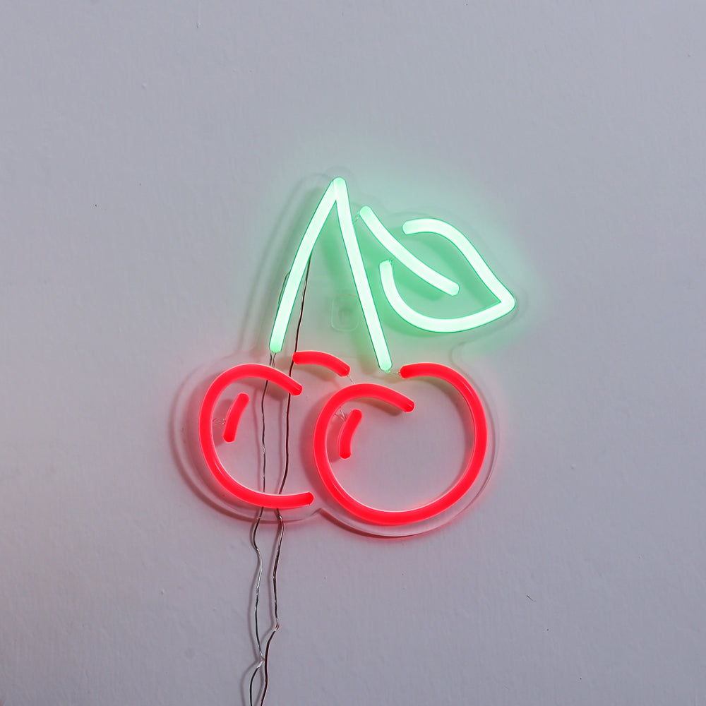 Red lighting cherry neon sign, led neon sign board,flex neon sign for fruit shop
