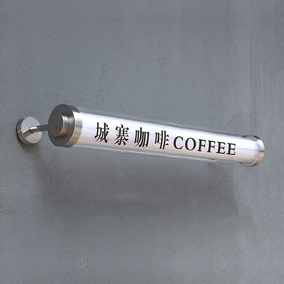 Custom hanging round tube lightbox sign outdoor acrylic led lightbox for store, bar, coffee shop