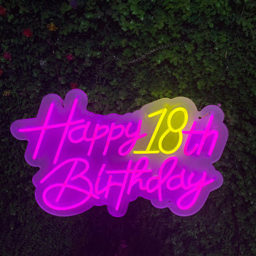 Happy Birthday Neon Sign Custom Birthday Led Neon Light Birthday Sign 18th Birthday Party Wall Decor Best Gift For Birthday Neon Art Coming-Of-Age Gift