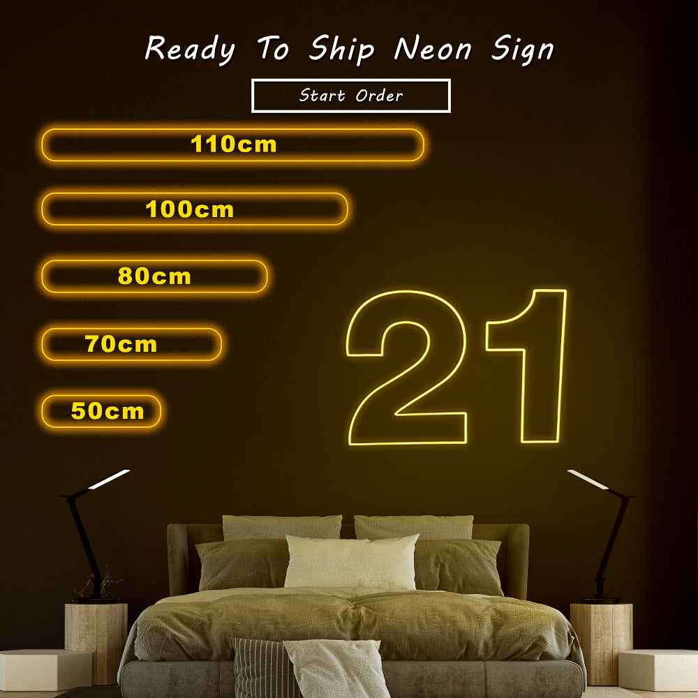 “21 Numerical Number”  Neon Sign