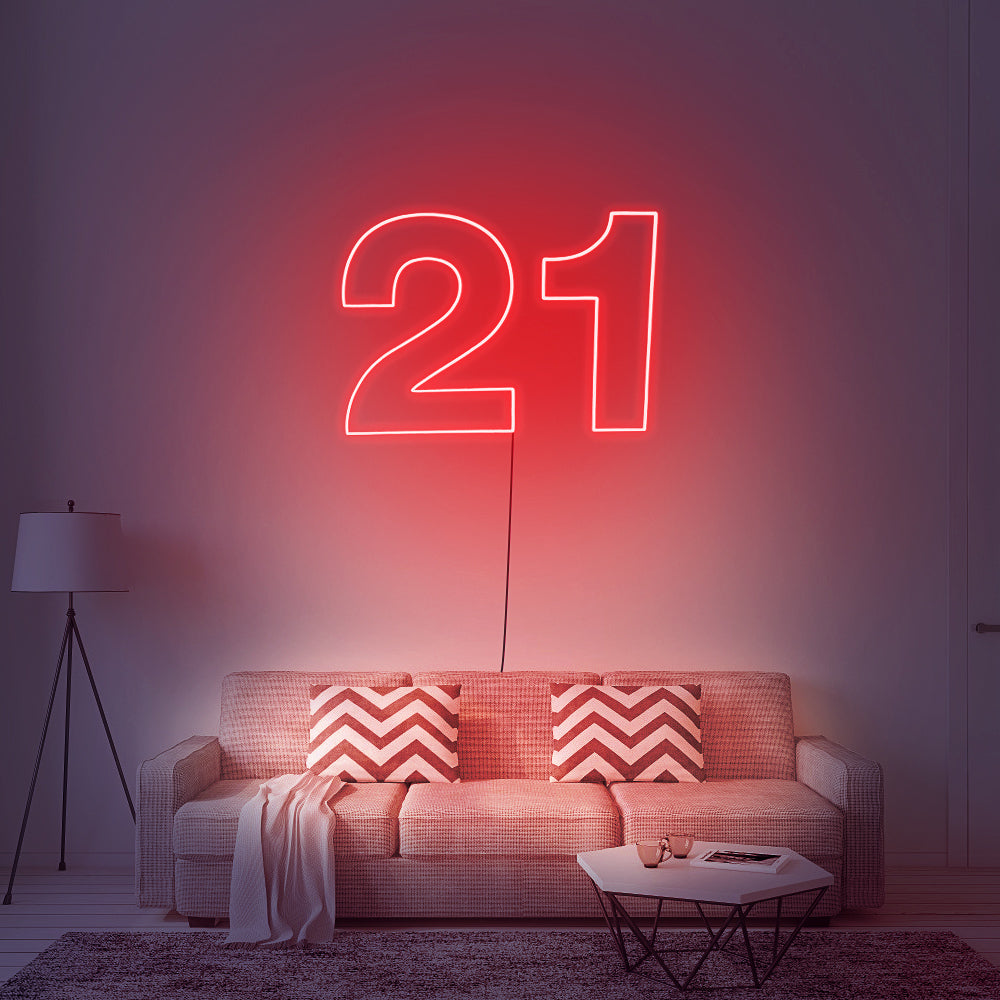 “21 Numerical Number”  Neon Sign