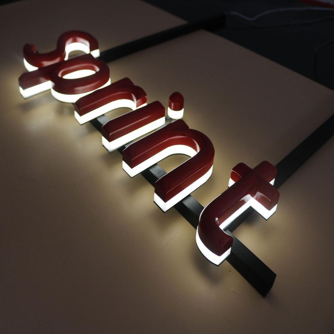 Custom hanging shopfront acrylic small mini led letters acrylic light solid letters signage company logo backlit sign