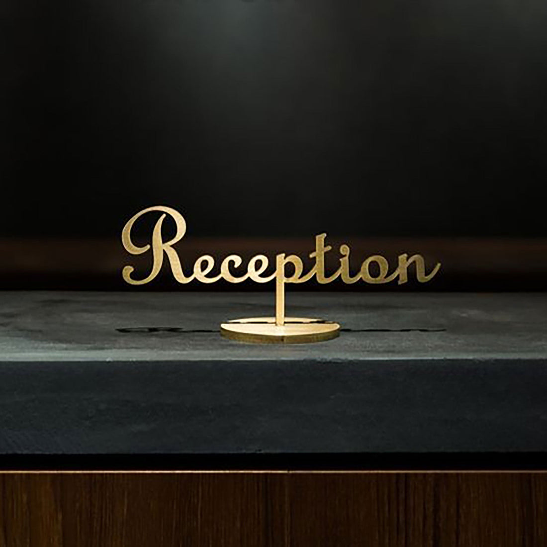 Custom Stainless Steel Hotel Signage Free Standing 3D Cut Letters Front Desk Reception Sign