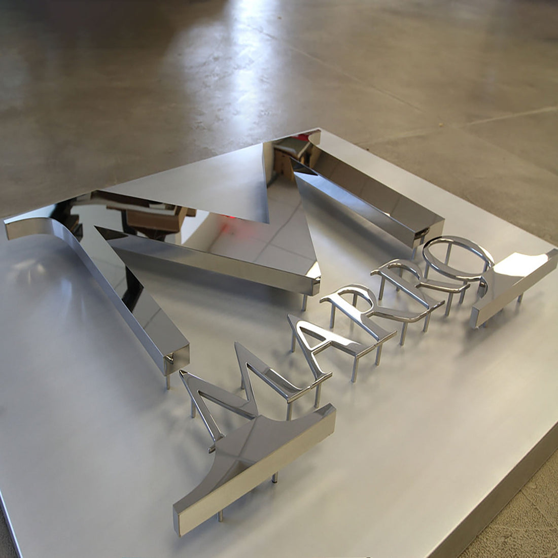 Free design company hotel image wall logo sign back luminous letter stud mounted polished led logo sign