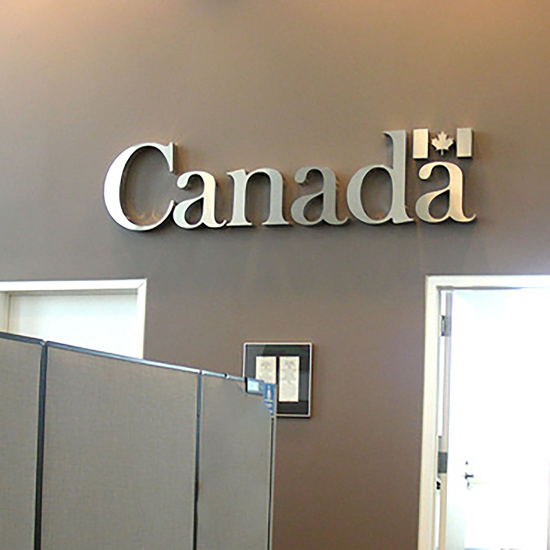 Metal 3D logo Brushed Surface Silver Non Illuminated Channel Letters Indoor Lobby Signage