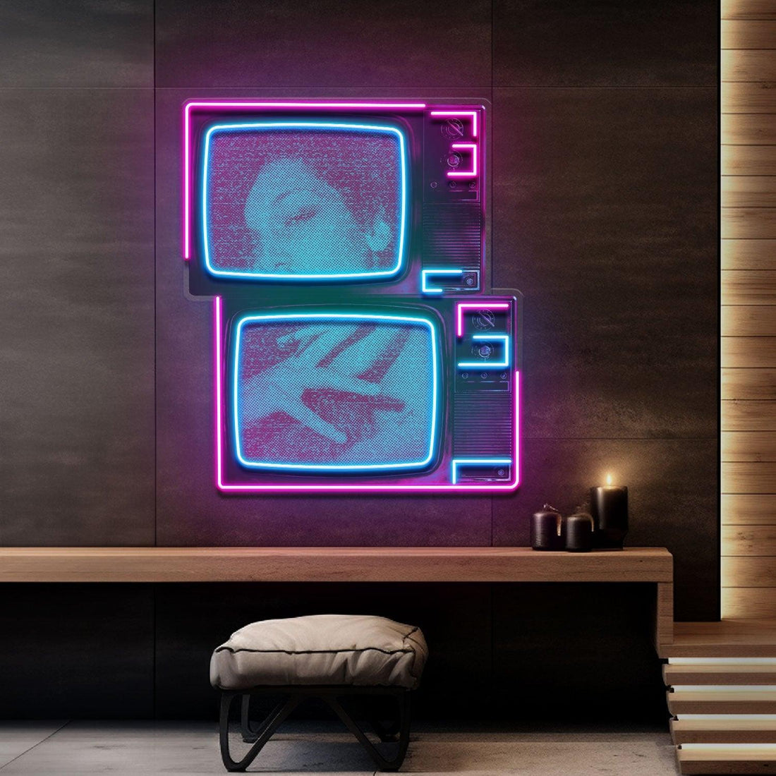 Retro Television Star Collapse Art LED Neon Sign Light Pop Art