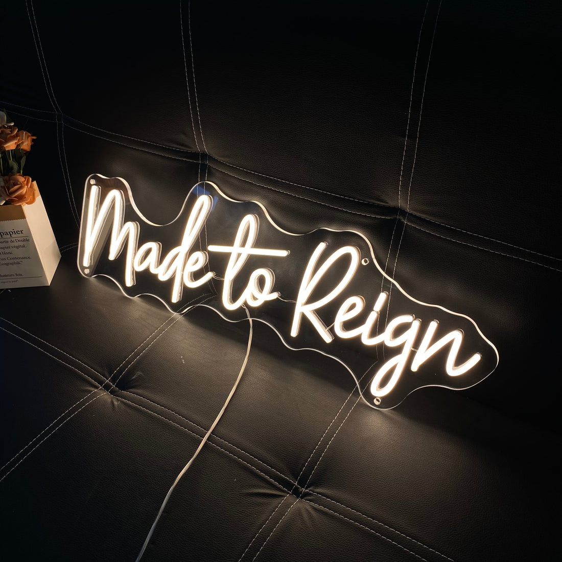 Custom Phrase Neon Sign, Teen Room Decor, Inspirational LED Light, Made to Reign, Motivational Gift
