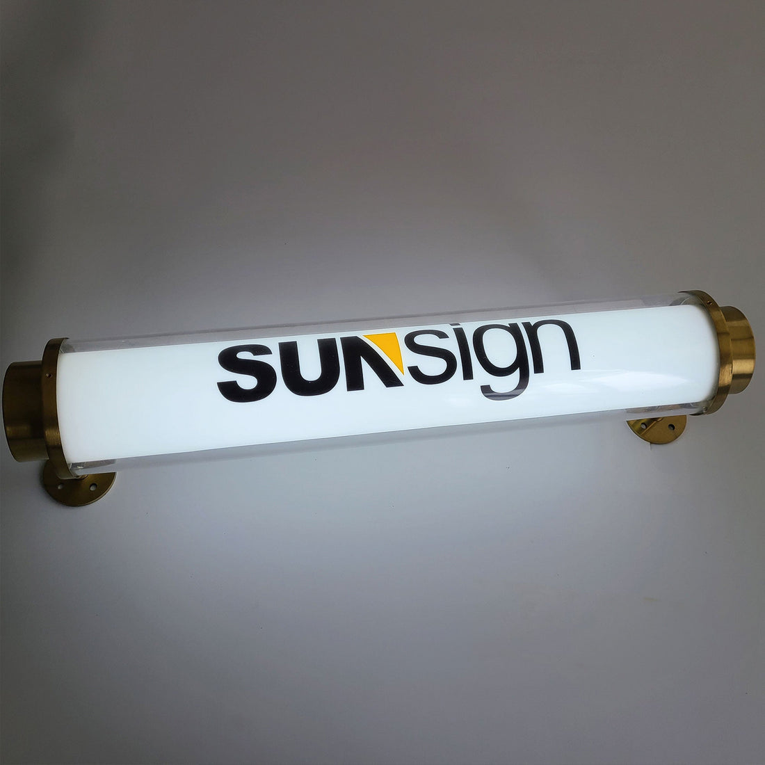 Waterproof Exterior Round Tube Acrylic Lightbox Led Full-Lit Restaurant Shop Front Sign with Logo Printed