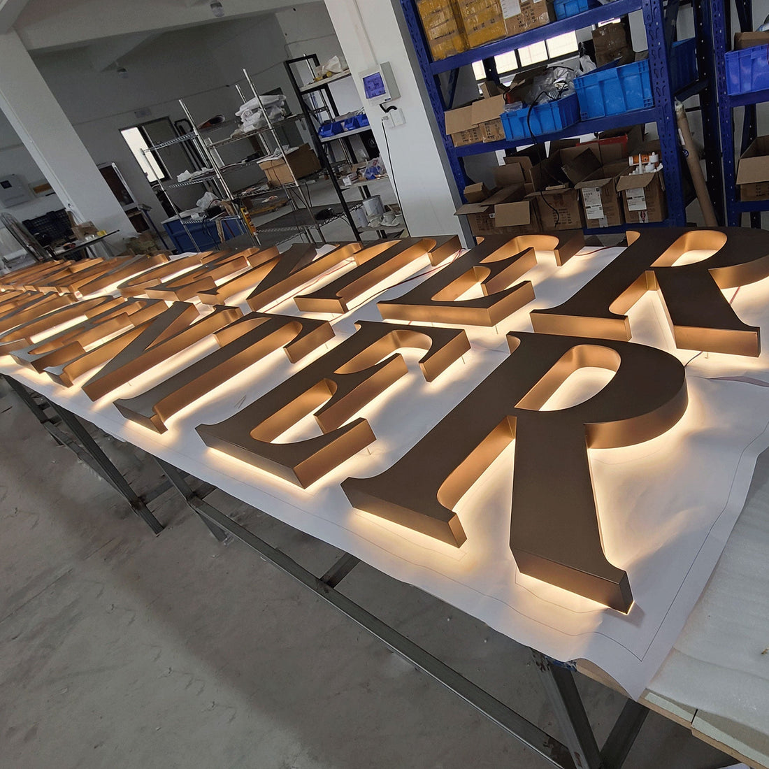 Led Channel Letters Outdoor Store Front Signage 3D Stainless Steel Logo Sign Halo Lit Electronic Illuminated Signs