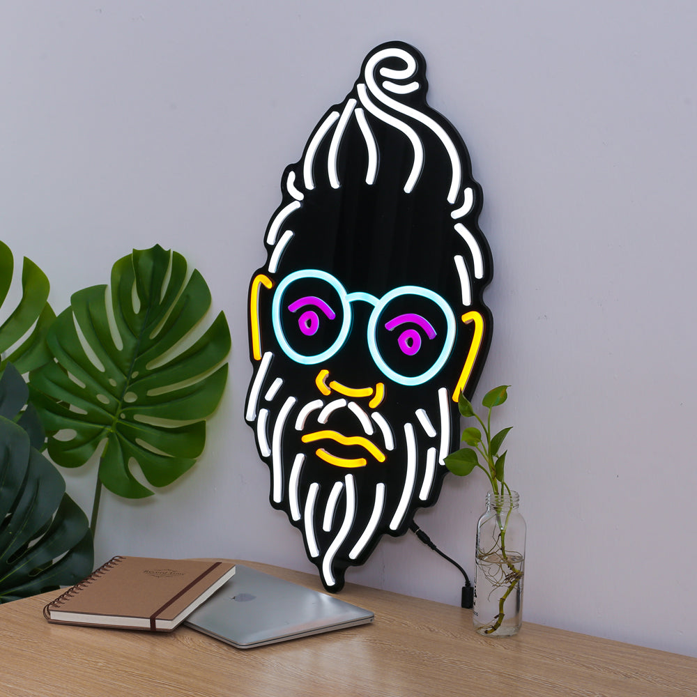 Old man neon sign with black backboard, led flexible neon sign, wall mounted neon sign