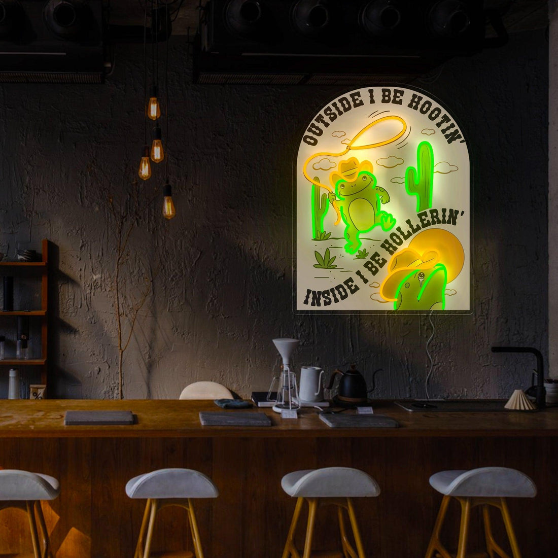 Outside I Be Hootin' Inside I Be Hollerin' Led Artwork Neon Sign