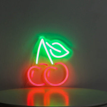 Red lighting cherry neon sign, led neon sign board,flex neon sign for fruit shop