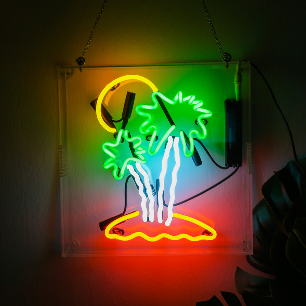 palm tree neon sign,home decoration neon sign,glass neon tube sign in box