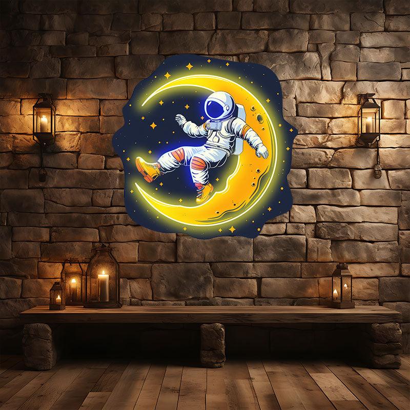 Lunar Explorer: Astronaut on the Moon Neon signs Light - Captivating LED Decor for Space Enthusiast