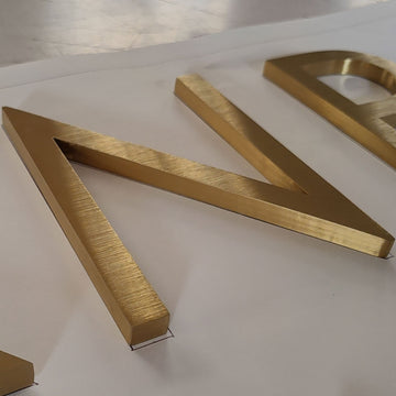 Gold Color Laser Cut 3D Metal Alphabet Brushed Letters Stainless Steel Letter For Interior Wall Signs