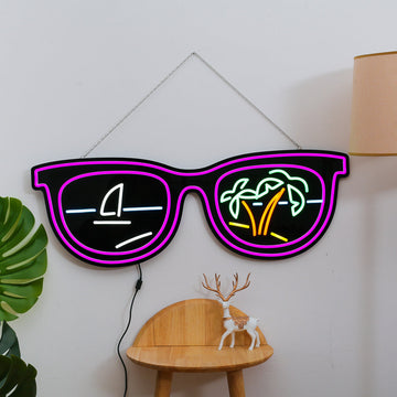 purple glass neon sign with black backboard,led flexible neon sign hanging on the wall